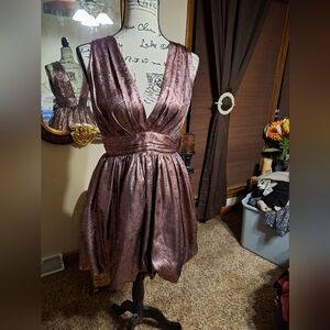 NWT Plugged Bodtist Evening Gown. Rose Gold & Shimming of Brown